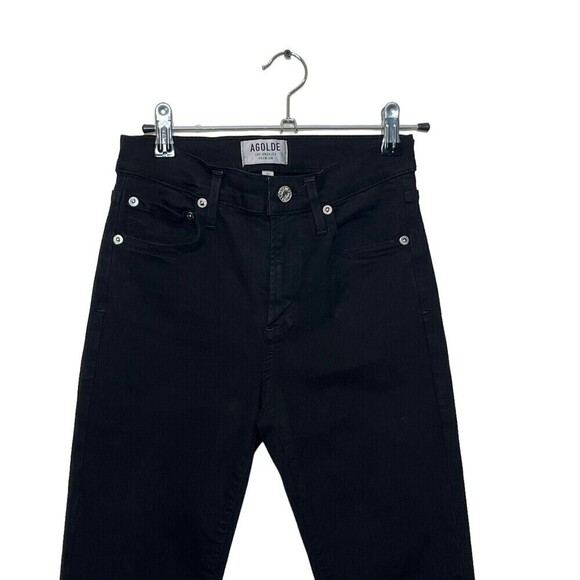AGOLDE Sophie Crop Jeans Jet Black Mid Rise Dark Wash Women’s Size 25 - Picture 3 of 13